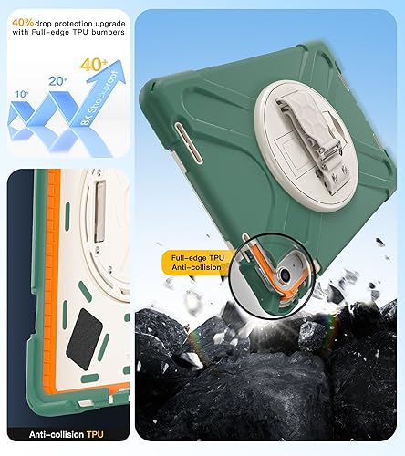 Miniatura 92 de BRAECN Funda para iPad de 9ª/8ª/7ª generación, resistente a prueba de golpes con protector de pantalla, soporte para lápices, soporte para tapa