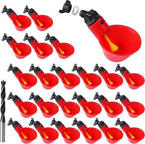 Erduoduo Paquete de 24 tazas de riego para aves de corral para pollocodorniz bebedor automático de granja