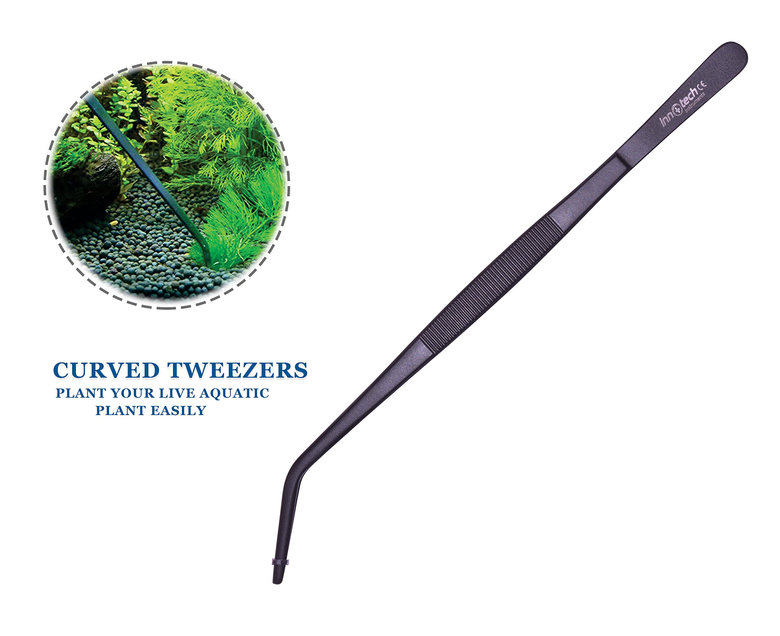 Innotech - Kit de limpieza para acuarios, color negro, juego completo de herramientas para el cuidado del terrario, 5 unidades de acero inoxidable, con estuche de 25 cm