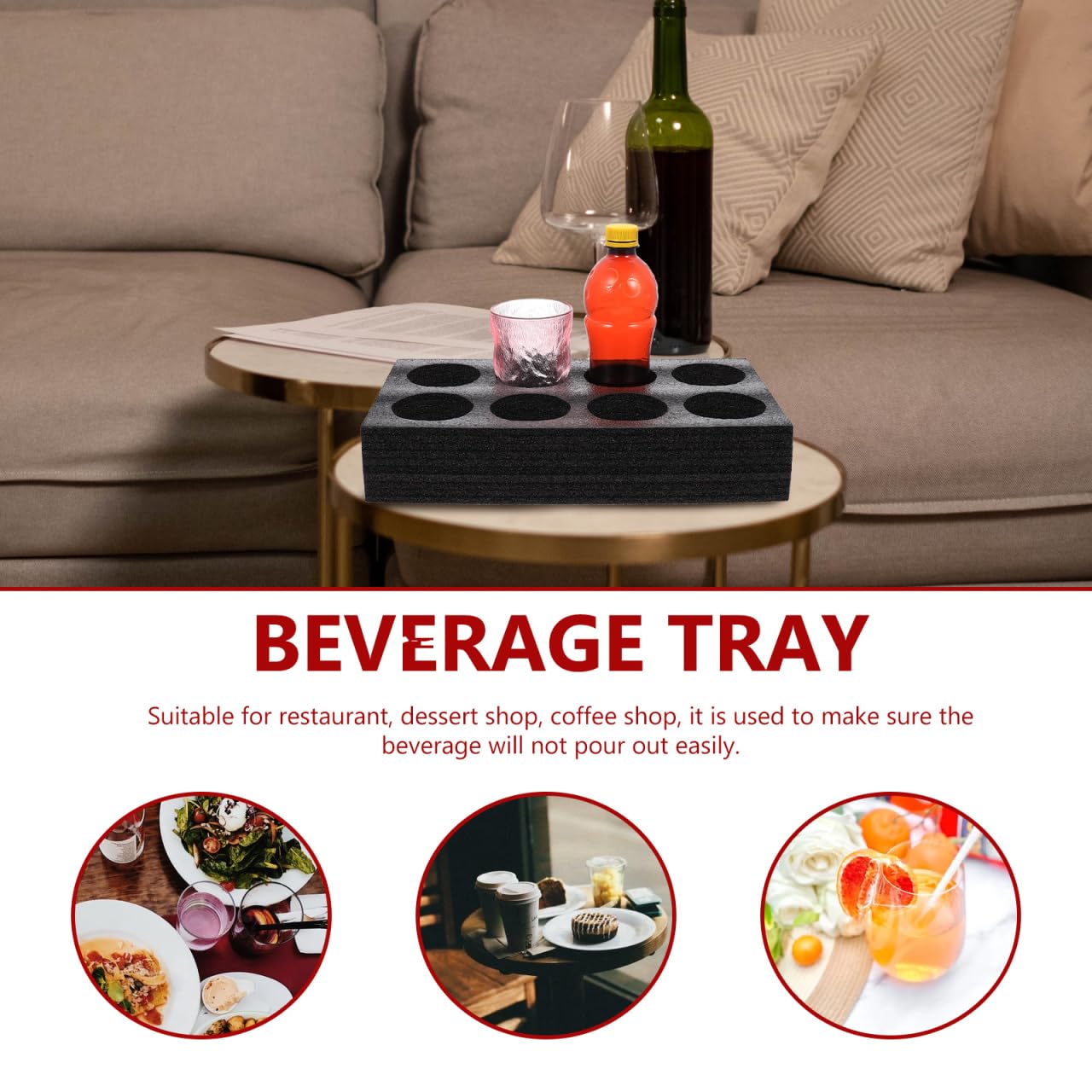 TOPBATHY Plateau Porte-Gobelets à Emporter, Support 8 Tasses pour Café, Thé, Jus et Boissons, Format 35 x 20 x 7 cm pour Restaurants, Cafés et Desserts