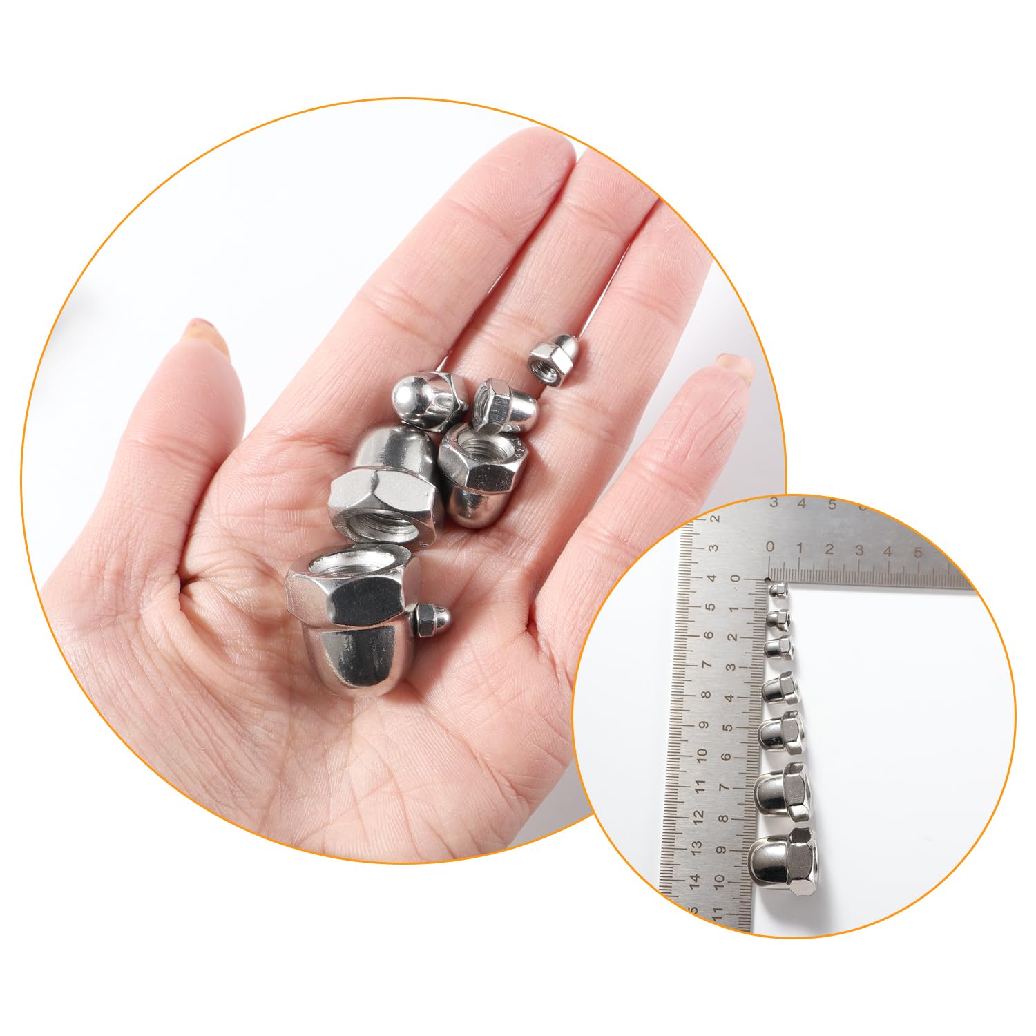 46 Pezzi M3/M4/M5/M6/M8/M10/M12 Dado Cieco a Calotta in Acciaio Inox, Dadi per Cappello, Dadi a Cupola Kit, per Viti, Bulloni
