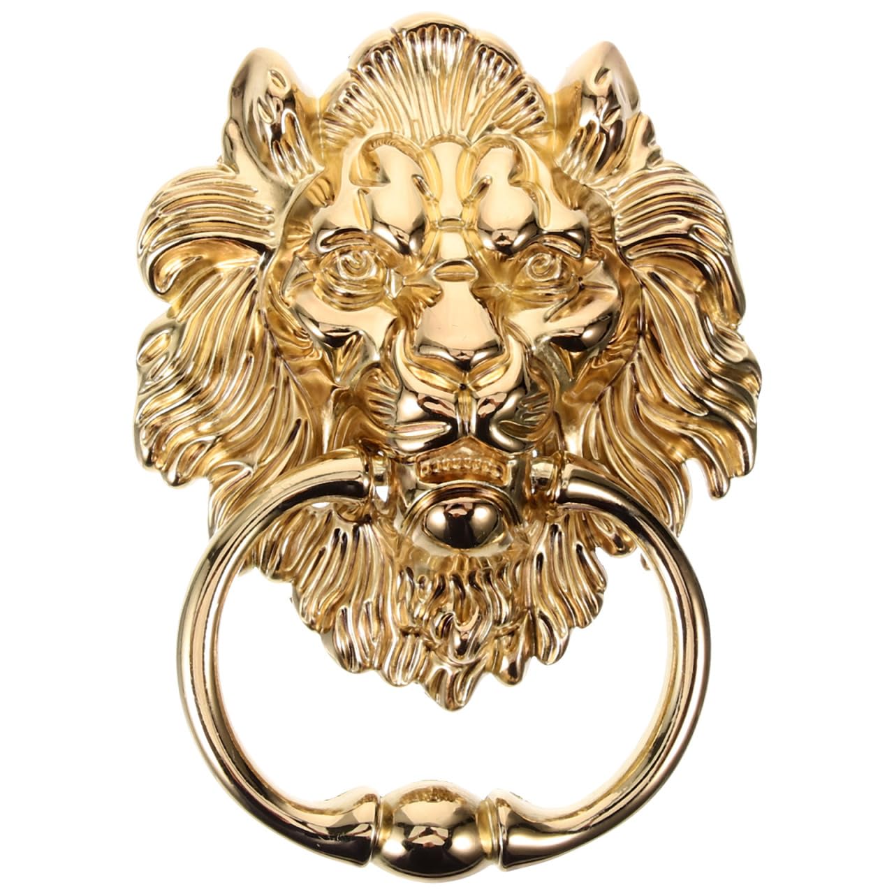 Gadpiparty Door Handle Door Knocker Decoration Cabinet Ring Knob Brass Door Pull Vintage Brass Lion Door Front Door Knockers Gold Decor Lion Head Handle Cupboard Antique Zinc Alloy