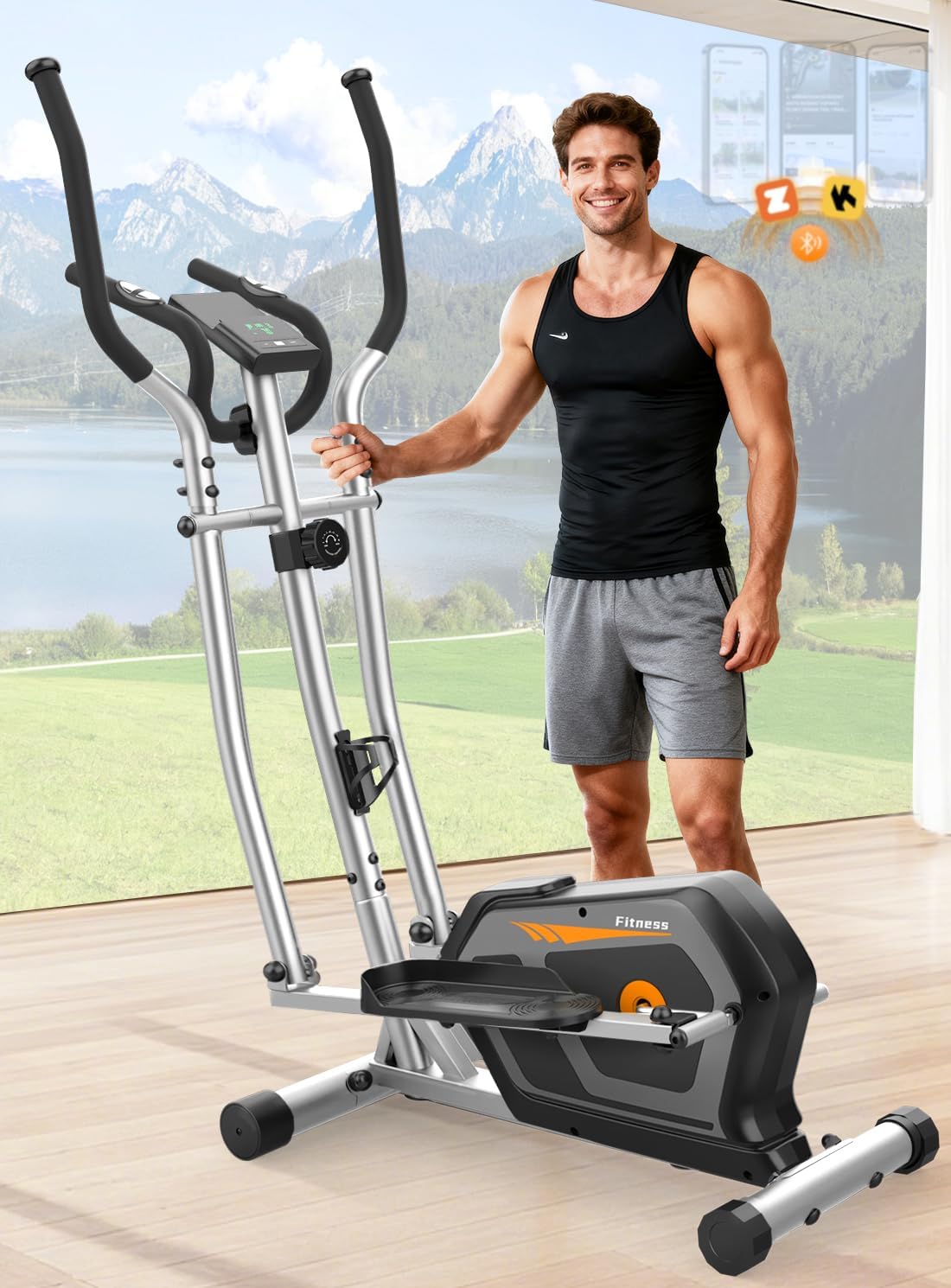 Cross trainer for home3-in-1 cross trainer with 16-stage resistanceLCD monitor water bottle and device holder 6KG flywheelReadable up to 287LBSAerobic elliptical trainer