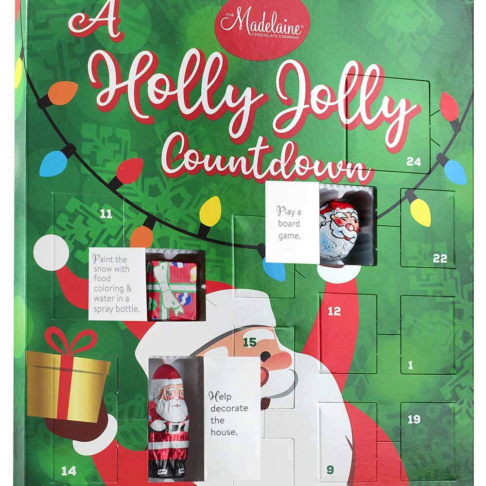 Amazon.com: Madelaine Chocolate A Holly Jolly Christmas 2022 Countdown Advent  Calendar, Filled With (6oz - 170g) 24 Solid Premium Milk Chocolate  Christmas Themed Holiday Surprises (1 Pack) : Grocery & Gourmet Food