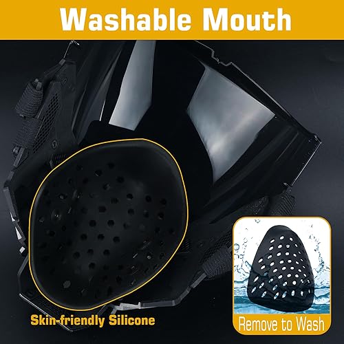 Miniatura 6 de Guayma  Máscara táctica de cara completa para airsoft, paintball, tipo balaclava cyberpunk, para Halloween, disfraces, accesorios de películas