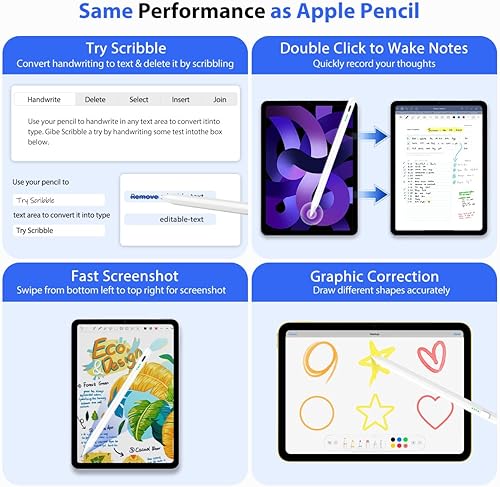 Miniatura 9 de TiMOVO Lápiz óptico para iPad, carga rápida con precisión de inclinación de rechazo de palma para Apple iPad Pro 2018-2023 de 11 y 12.9 pulgadas,