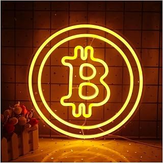 Bitcoin neonowy znak LED, regulowana jasność, do salonu, barów, na imprezę, do salonu, klubu, spotkań, pokoju gier, jaskini, sztuka, dekoracja ścienna