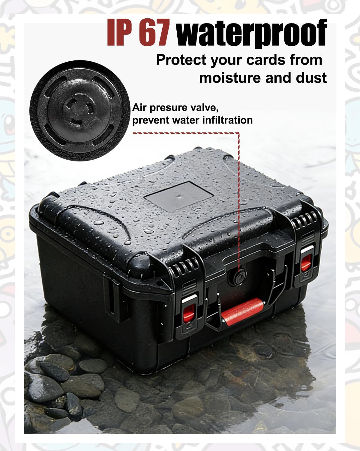 QINGUANG Graded Card Storage Box,Trading Card Case with 6 Foam Dividers,IP67 Waterproof PSA Slab Case for PSA/CSG/CGC/BGS Top Loaders Sports Cards (14.06"x11.81"x6.89")
