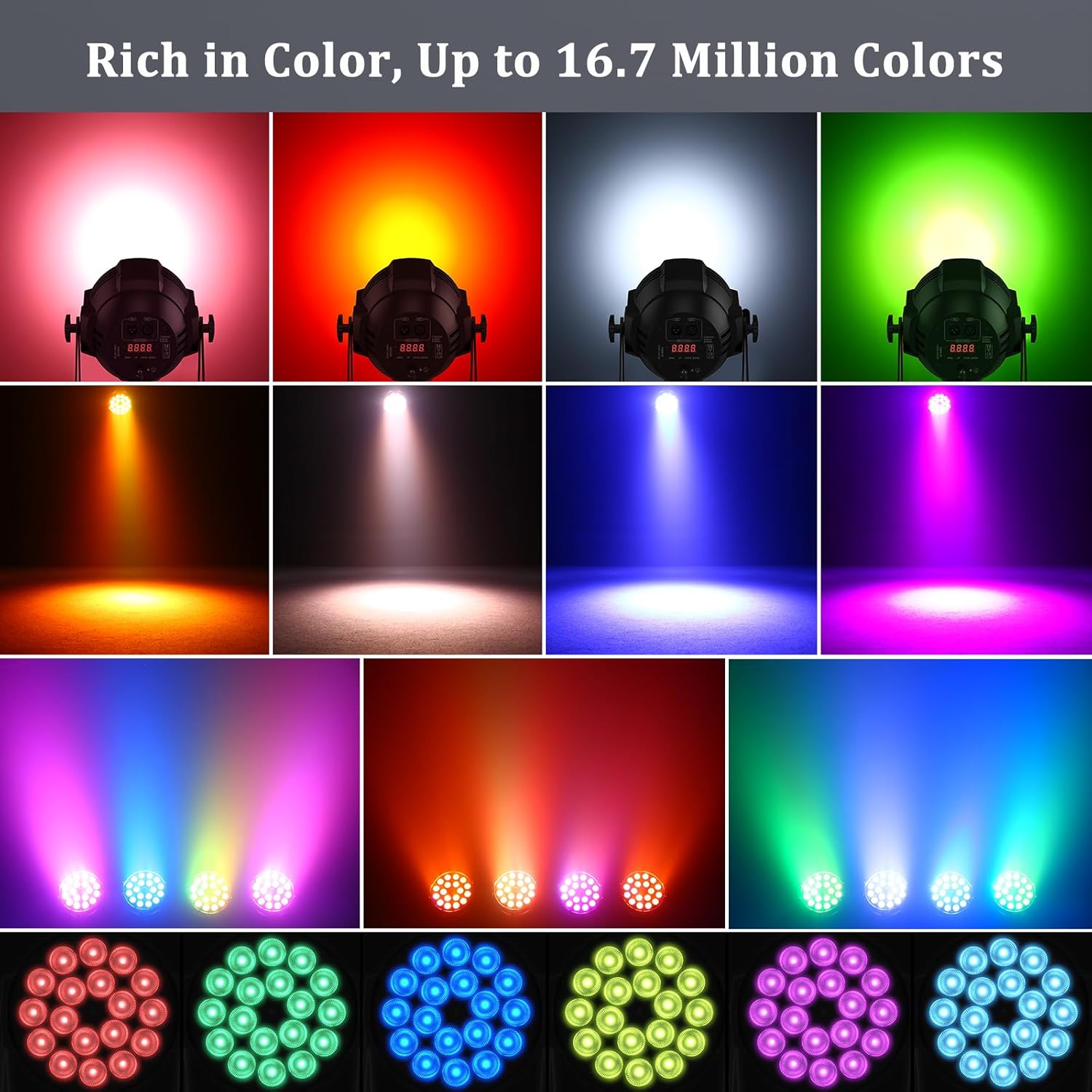 Par Lights DJ Stage Light 18X10W LED R.G.B.W 4 in 1 Spotlight with DMX Sound Activated Control DJ Uplighting for Wedding,Parties...