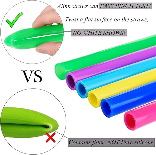 Miniatura 4 de ALINK 6 pajitas de silicona para batidos + 4 pajitas de té Boba de acero inoxidable de 0.472 in