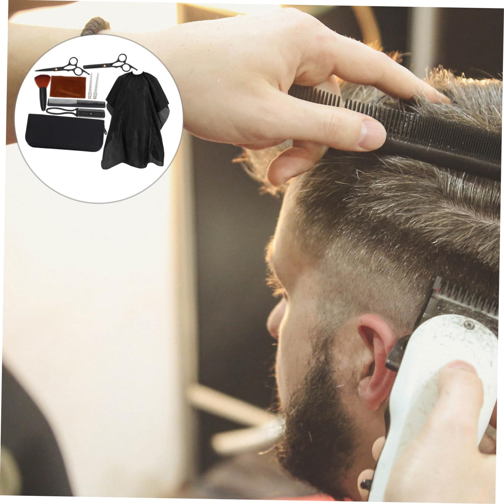 Juego de Tijeras para Cortar el Pelo Profesional de Acero Inoxidable Negro, Resistentes Enredos para Peluquería en Casa o Salón