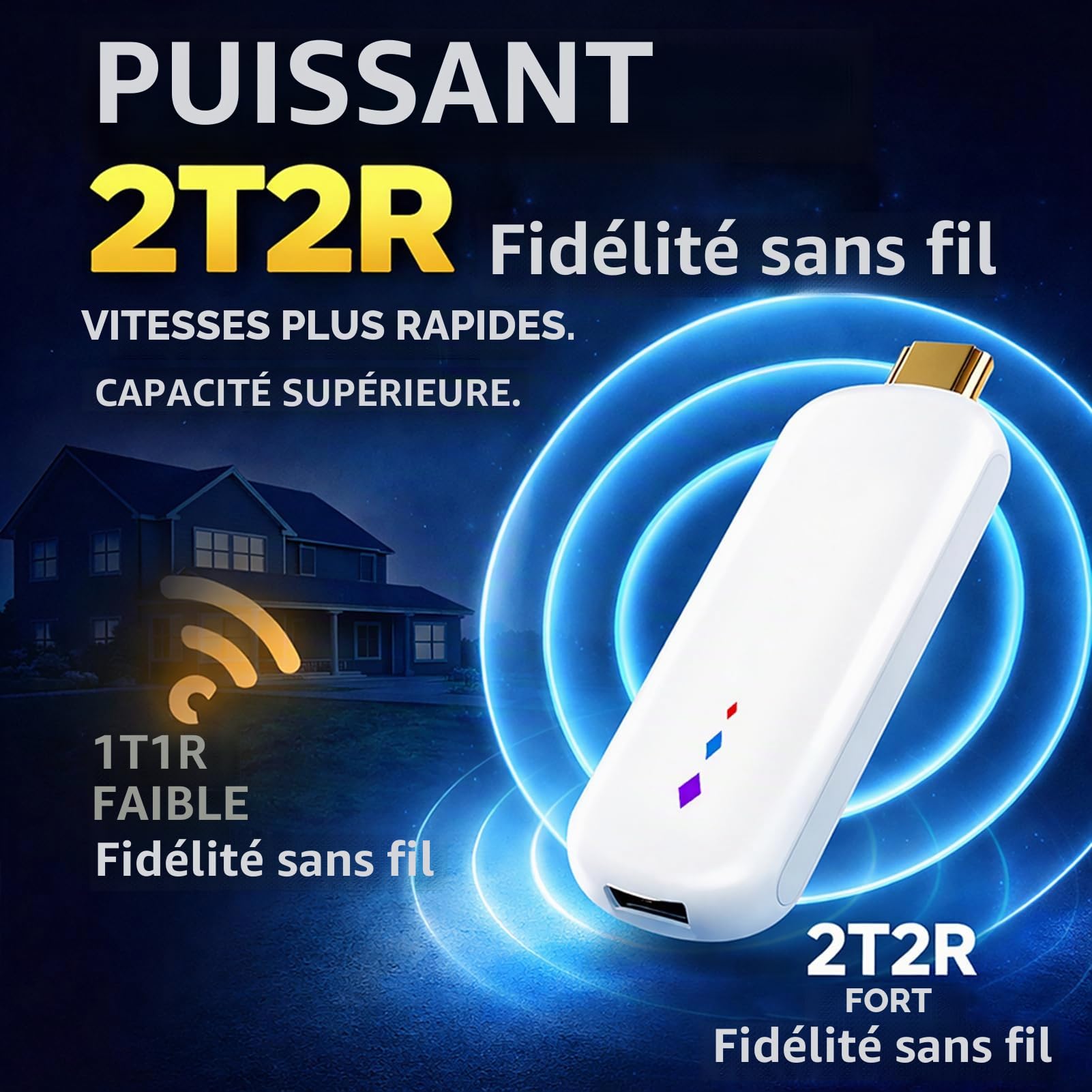 Denash Boitier TV Box Android 14.0, Appareil de Streaming 4K Ultra HD, Boîtier TV Intelligent Portable avec Télécommande Vocale pour Logiciels de Streaming, Home Cinéma