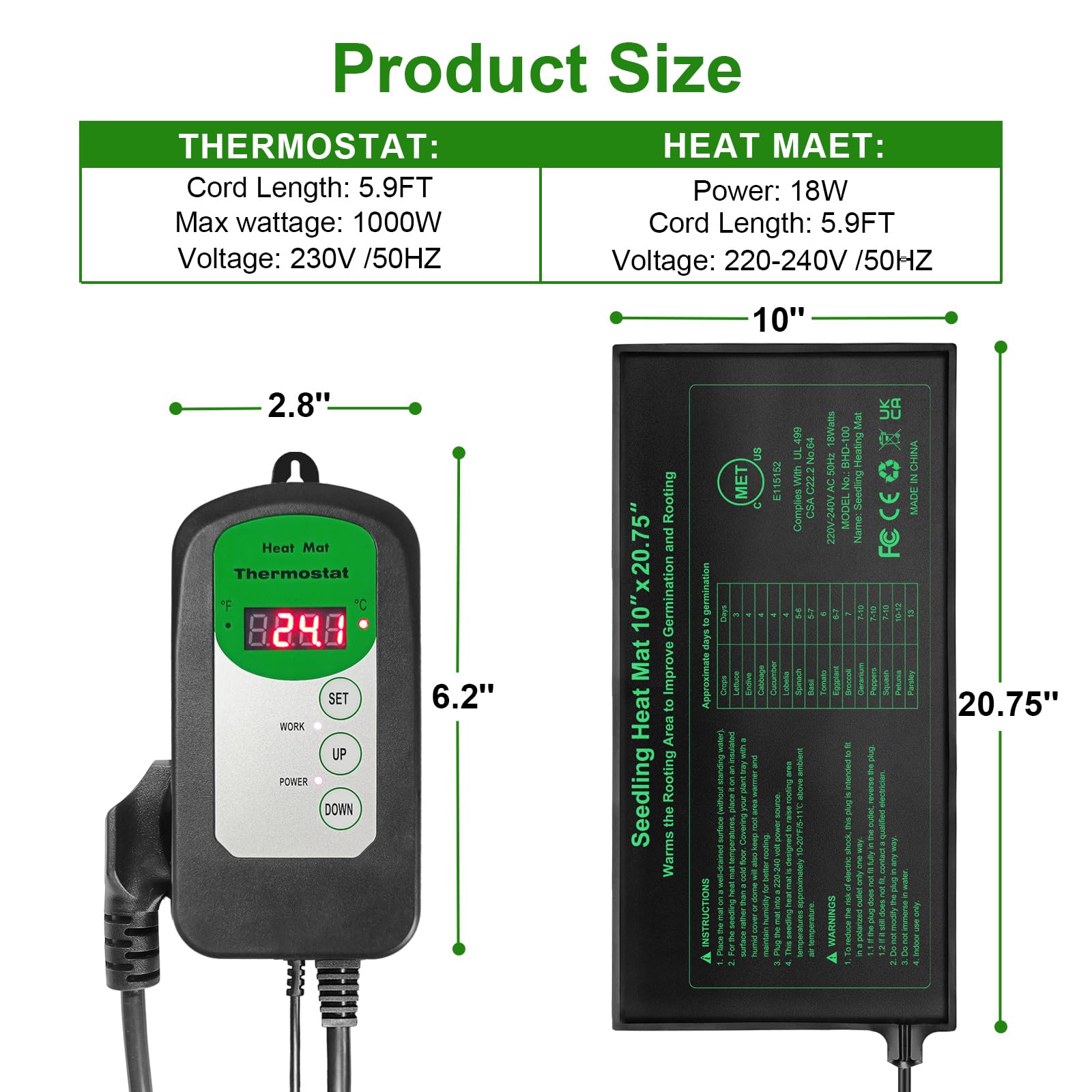 HYDGOOHO Seedling Heat Mat with Thermostat Combo Kit - Image 2