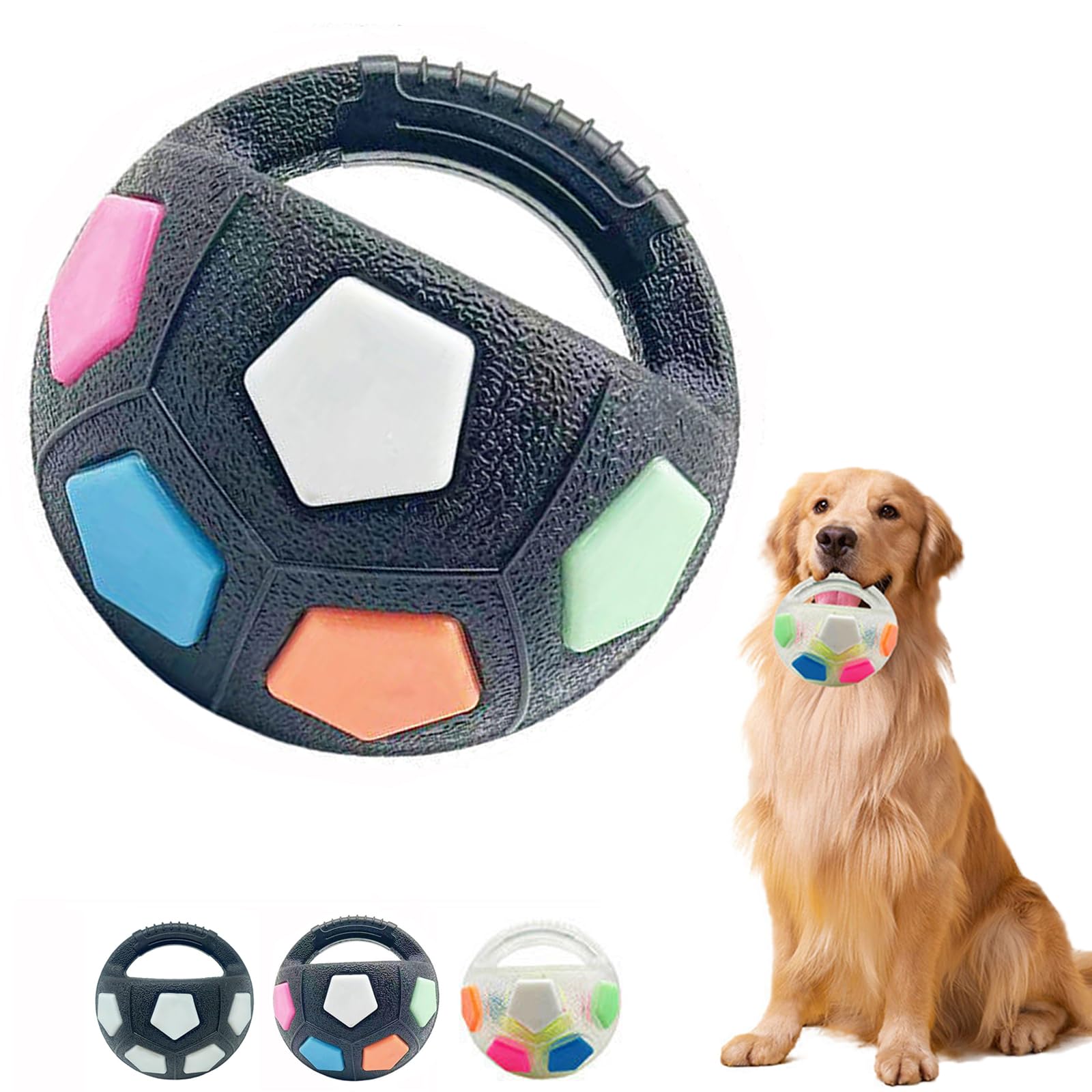 mzvoo the mellow dog calming ball,interactive toss and fetch play,dog ball with handle,mellow dog calming,Squeaky Floating,Indestructible High Bounce Puppy Toy for Training,Outoor Games-B
