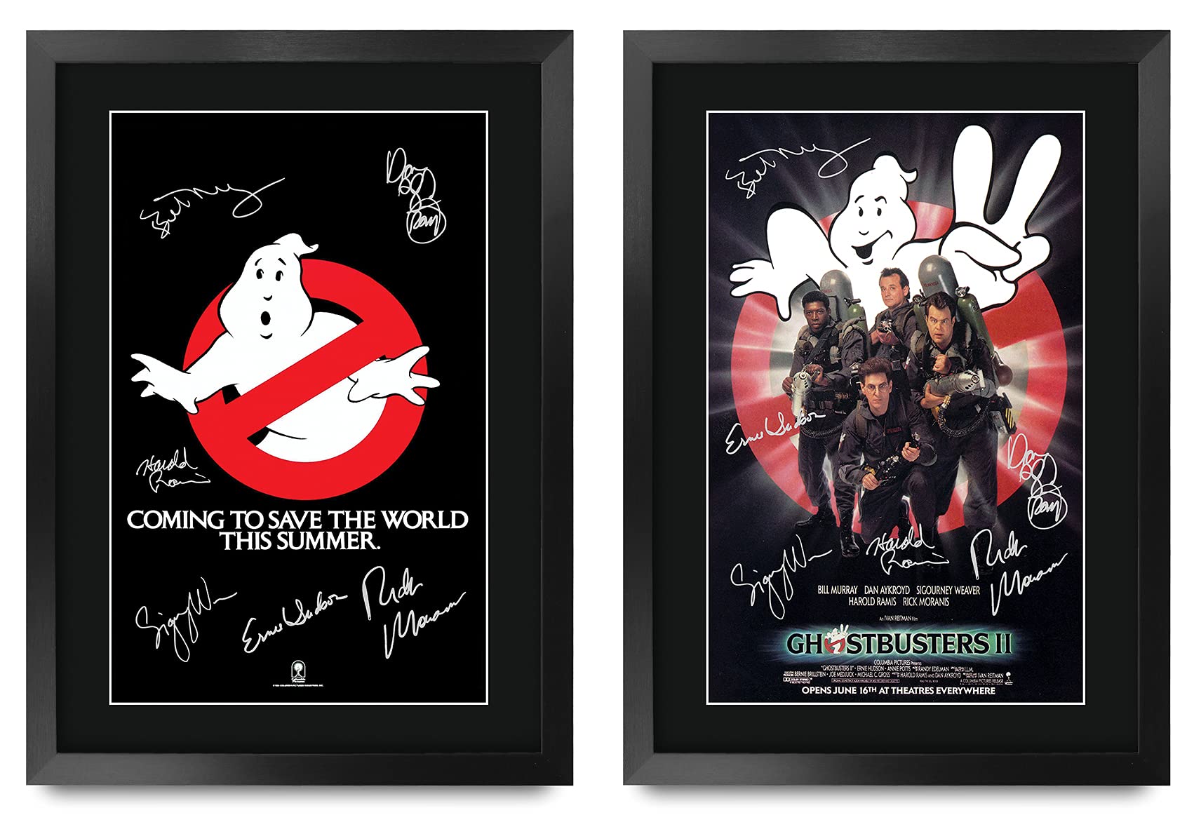 HWC Trading FR A3 Ghostbusters Collection Bill Murray, Dan Aykroyd Gifts gedrucktes Poster, signiertes Autogrammbild für Film-Erinnerungsstücke, A3, gerahmt