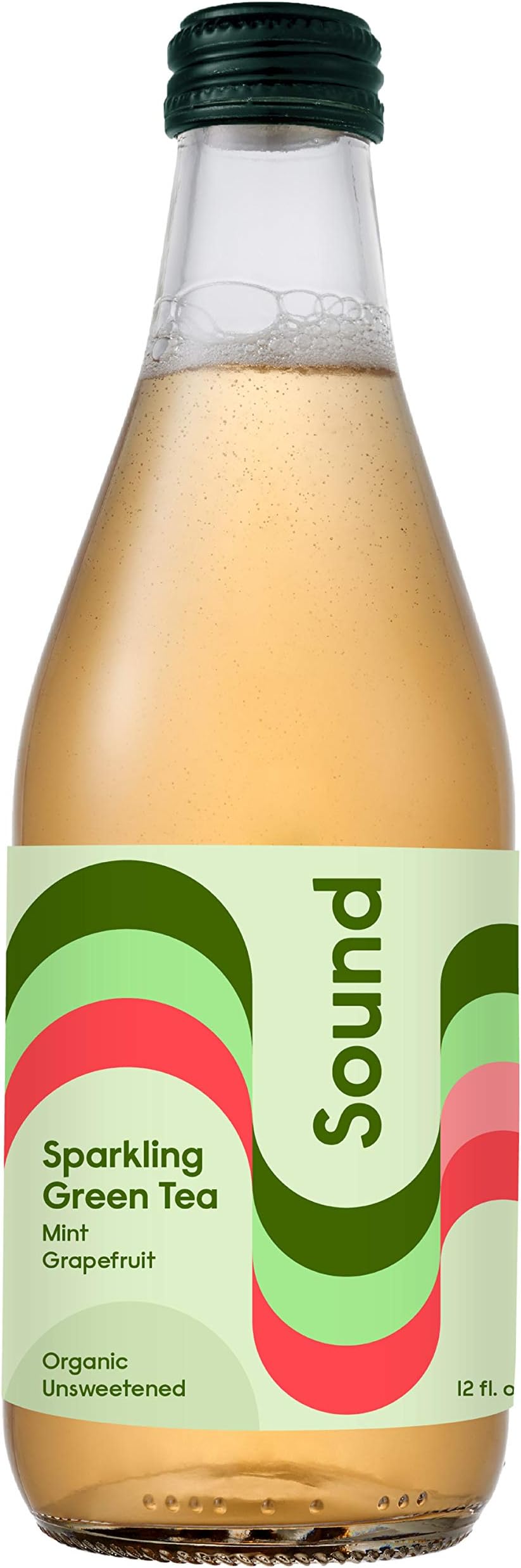 Sound Organic Sparkling Tea, Green Tea with Grapefruit and Mint, Unsweetened, Whole30, Non-GMO, Zero Calories - 12 fl oz, Pack of 12