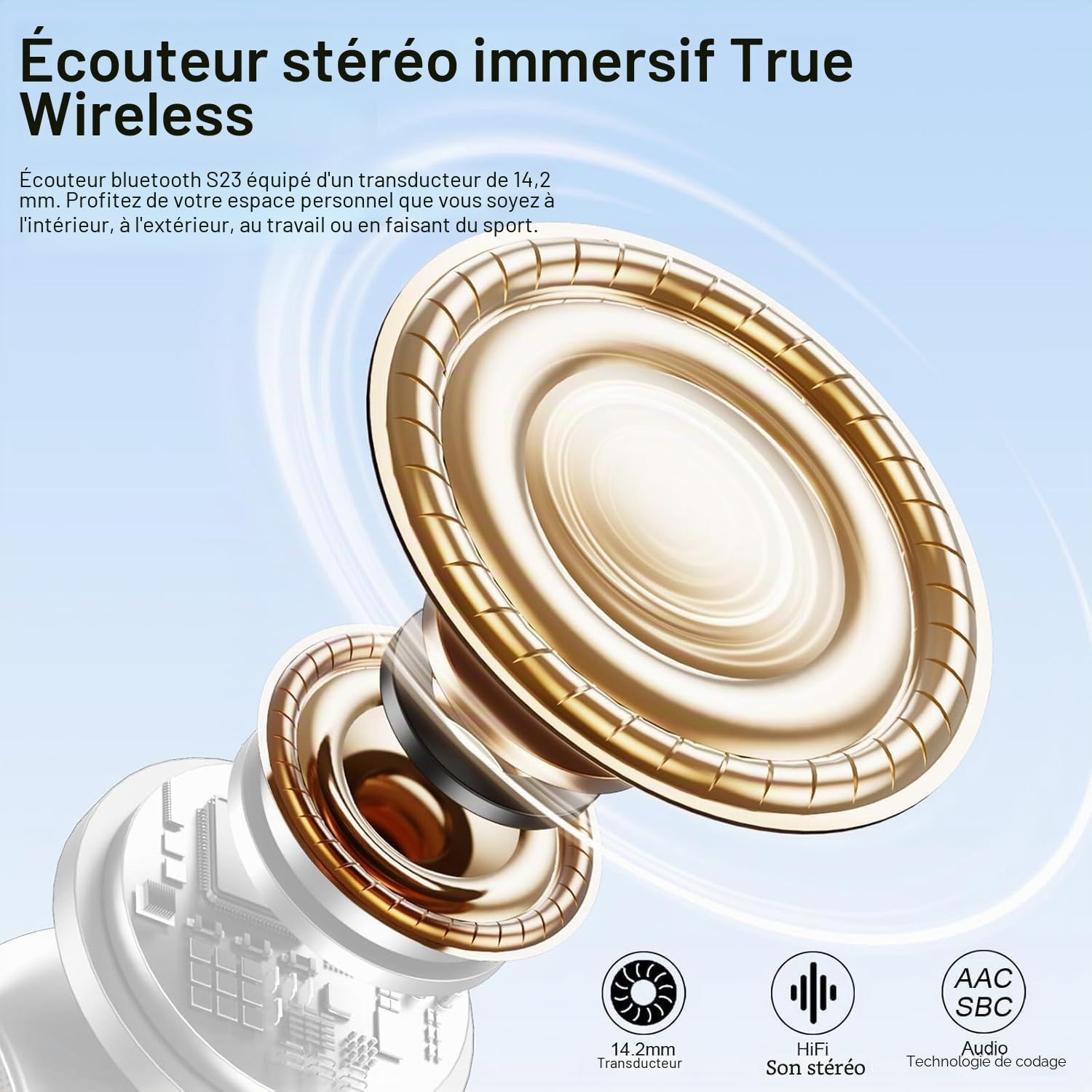 Drsaec Ecouteurs Bluetooth sans Fil, Écouteurs Bluetooth 5.3, 2026 Écouteurs sans Fil avec 4 ENC Réduction de Bruit Mic, IP7 Étanches Oreillette Bluetooth 40H Stéréo USB-C pour iOS/Android