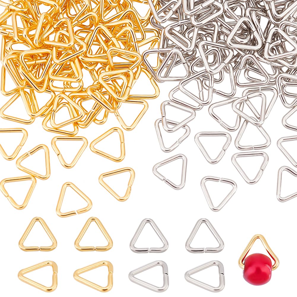 PH PandaHall 18 Karat Vergoldete Dreieckige Offene Biegeringe 120 Stück 5mm Klemmclip Bügel Messing Aufhänger Anschlüsse Anhängerschnalle Schmuckverbinder Für DIY Armband Ohrring Schmuckherstellung