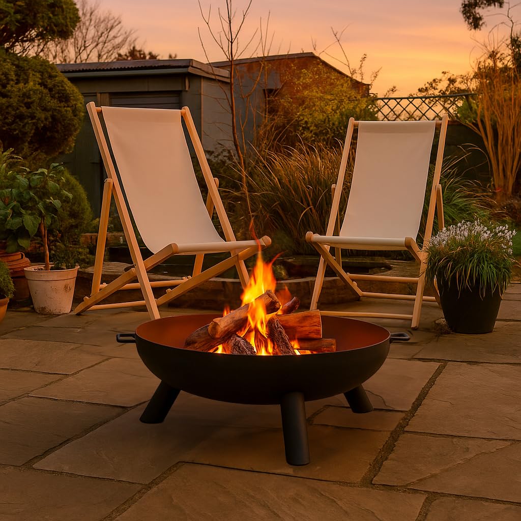 Hammer & Tongs 59.5cm Iron Fire Pit - Small Outdoor Round Garden Fire Bowl Brazier Garden Patio Heater Stove for Wood Logs, Charcoal Burning, BBQ, Camping Firepit — view 6