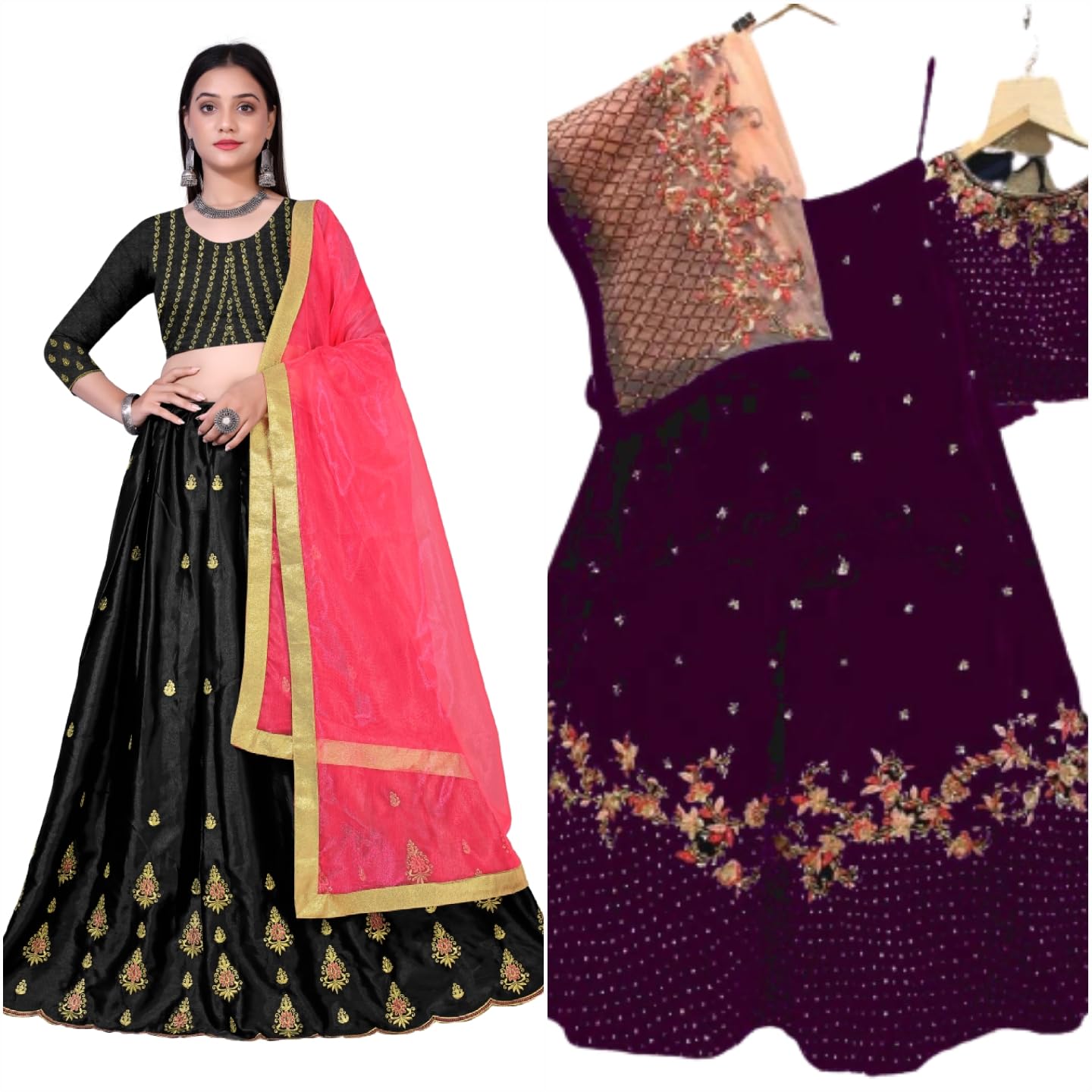 Paril Fashion Women’s Semi-Stitched Stylish Lehenga Choli With Dupatta