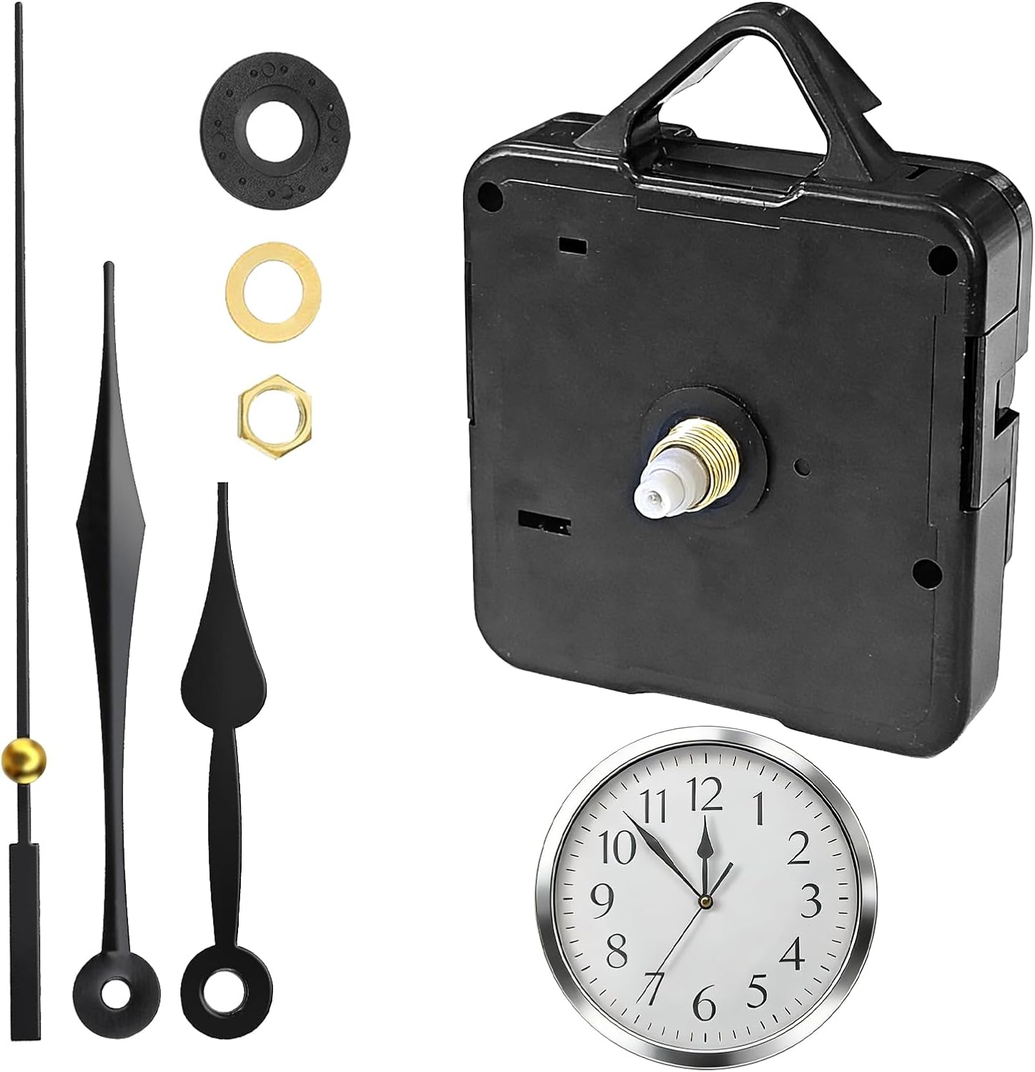 Clock Movement for Wall Clock Silent Movements for Self-Installation with Hands, Long Shaft Quartz Movement, Replacement for Cross Stitch Clocks, Craft Clocks, Mechanism for Wall Clock, for Households