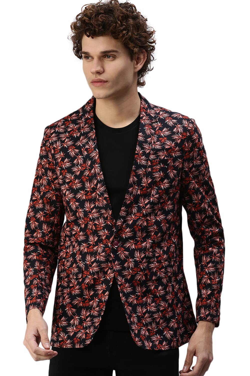 Men Floral Single Breasted Casual Blazer | Notched Lapel Full Sleeves Cotton Blazer for Mens | Slim Fit Regular Length Blazer for Men's-image-9