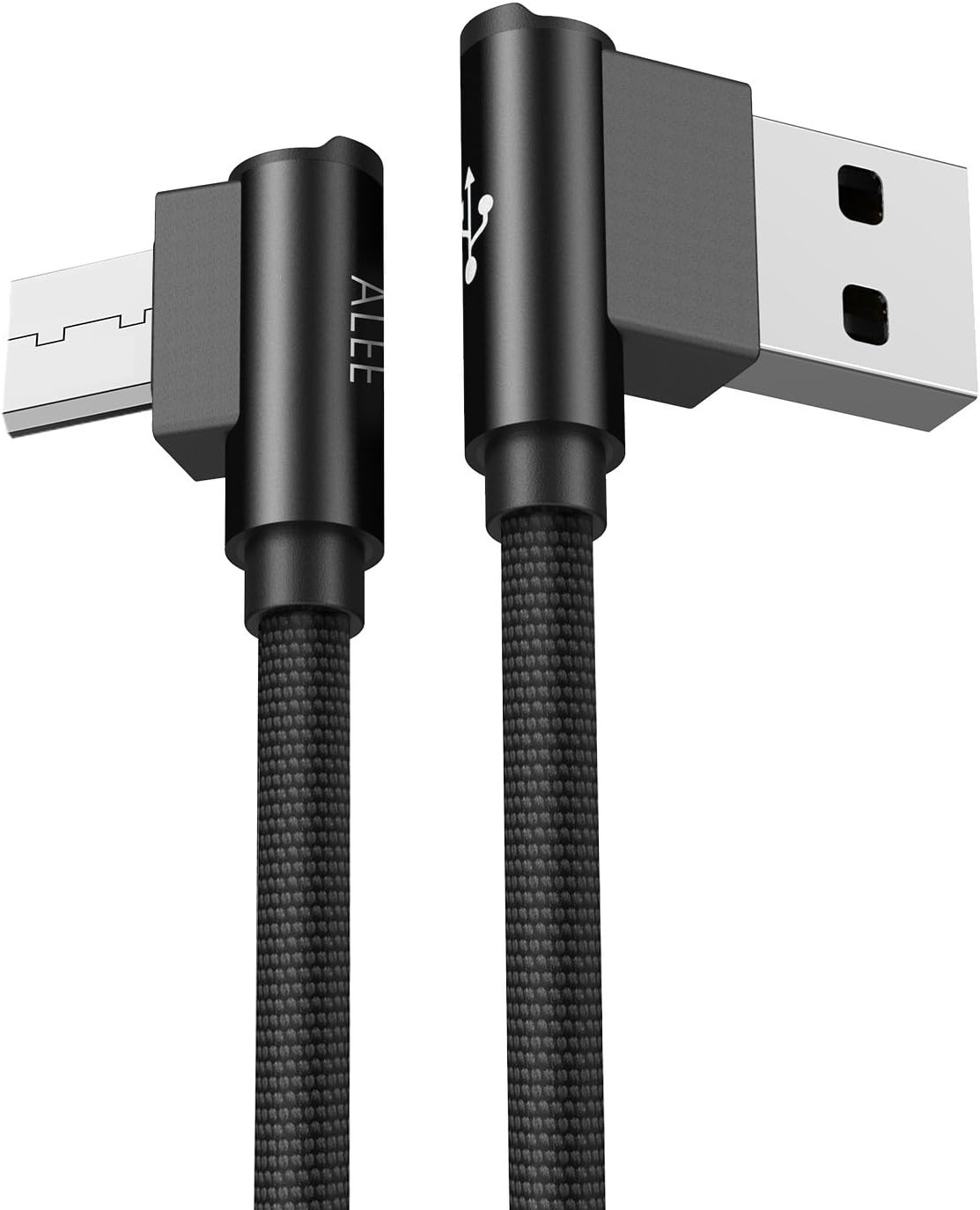 Aimus Micro USB Charger Cable, 0.4FT Nylon Braided Gaming Charging Cable 90 Degree Right Angle Data Charging Cord Compatible with Android, Samsung Galaxy S7/S6/, Moto G5, Kindle Fire 10, LG- Black