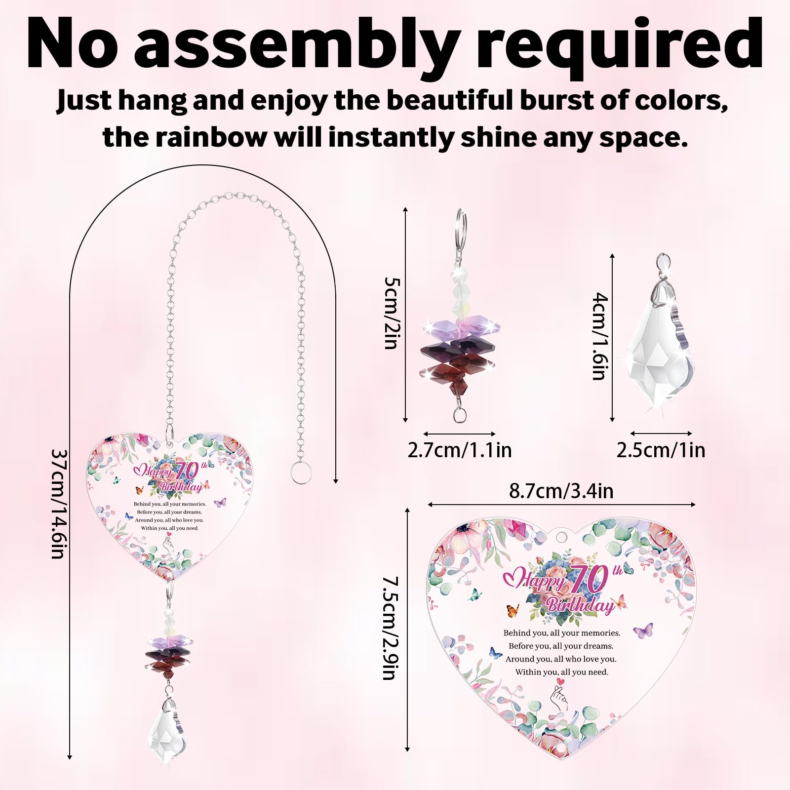 70th Birthday Gifts For Women, Crystal Suncatcher, 70th Birthday Gifts For Her, Gifts For 70 Year Old Woman, Present For Mum Auntie Grandma Wife Friends Teacher — view 6