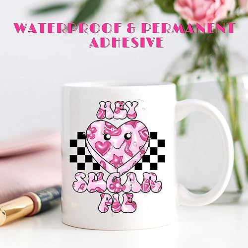 Miniatura 5 de Pink 3D Inflated Permanent Vinyl - 12 Sheets 12"x10" Valentines Permanent Adhesive Vinyl Pink Hearts Patterned Self Adhesive Vinyl Compatible with