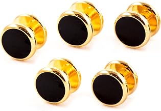 Cuff-Daddy 5 Gold Black Shirt Studs in Travel Velour Pouch for Men and Wedding Groomsmen