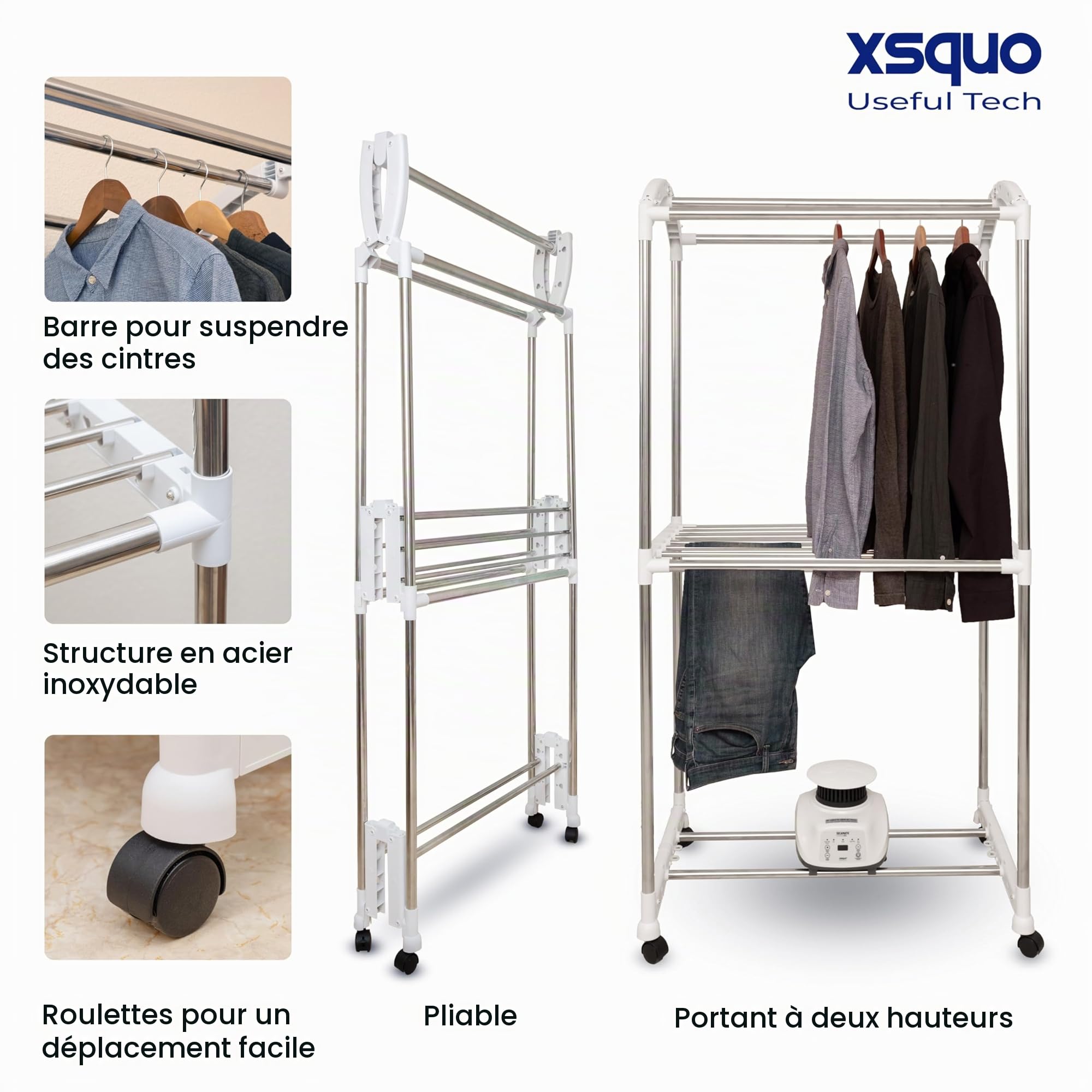 Sèche-linge par ventilation 1200 W, capacité de séchage 15 kg et 30 kg d'étendoir et d'armoire Minuterie 180 min, silencieux, multifonction Secamatics Maxima XXL