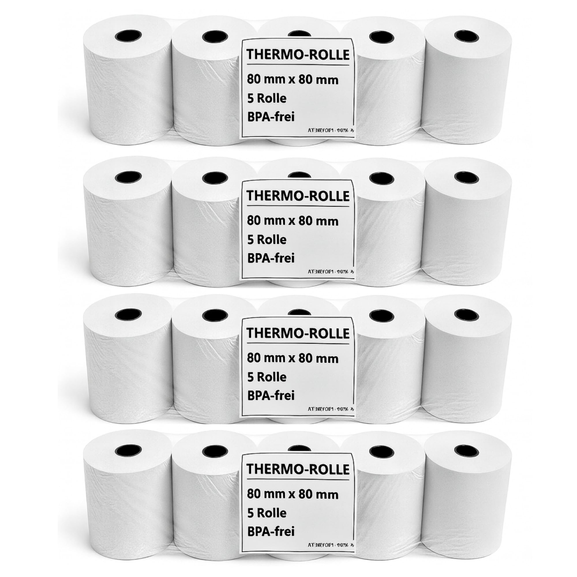 Rollos térmicos de 80 x 80 mm – Libre de BPA – Papel térmico premium para impresoras de caja POS – Impresión clara y duradera (20)