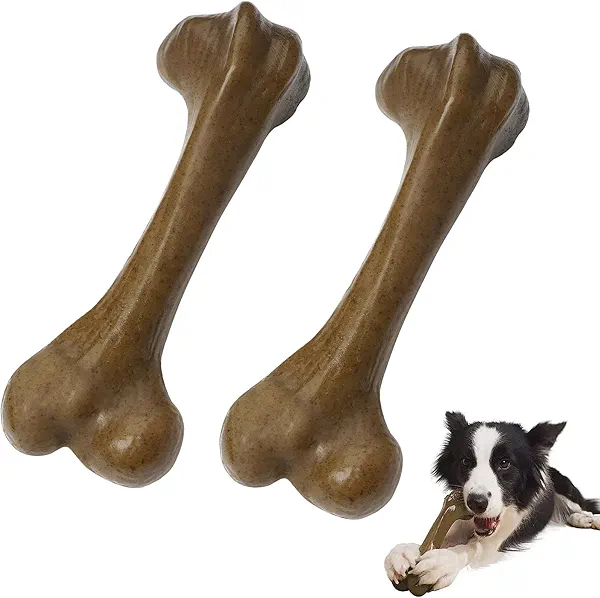UXVA Aggressive Dog Chew Toys - Nylon Bones, Indestructible, Durable Teething Toys for Medium Large Dogs, Extreme Chew Toys, Beef Flavor (2pcs)