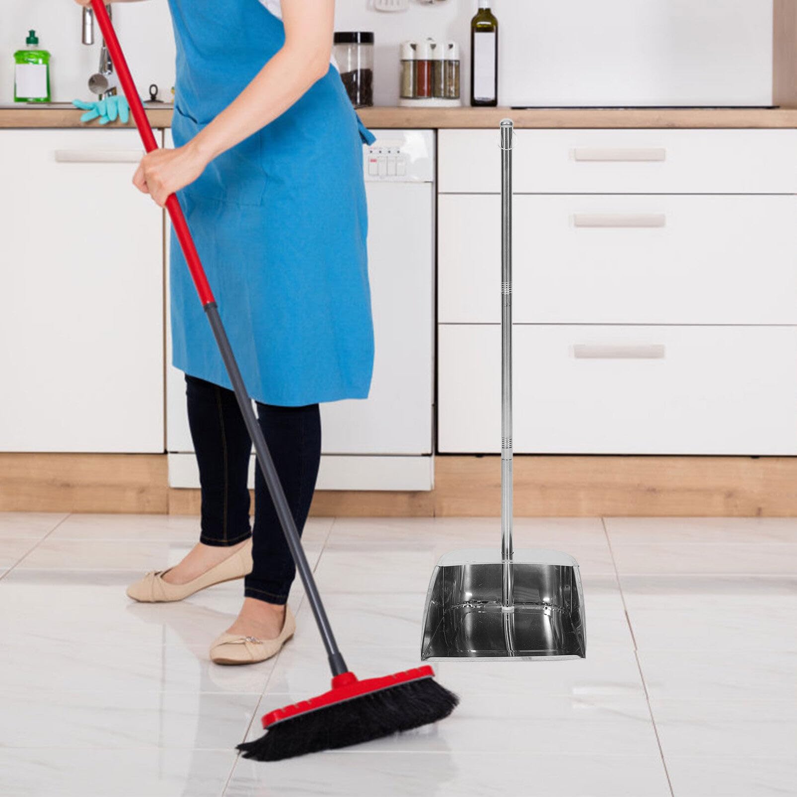Alipis Recogedor de Basura de Acero Inoxidable sin Agacharse para Hogar | Color Plata, Ajuste al Suelo, Diseño de Limpieza Ahorro de Esfuerzo, Uso Doméstico