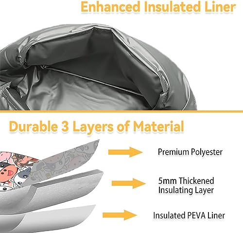 Miniatura 5 de Bolsas de almuerzo personalizadas de vaca  Bolsa de almuerzo Bento reutilizable aislada con bolsillos Pequeña y colorida lonchera para niños