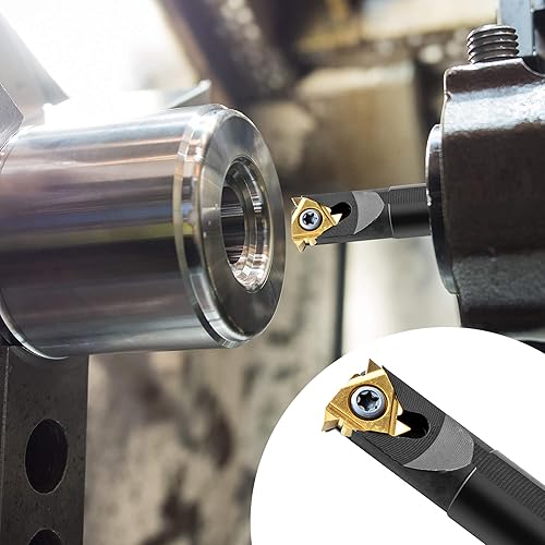 Miniatura 7 de Herramientas de corte de torno de metal  12" y 58" soporte para herramientas de roscado barras de mandrinar con 10 piezas de insertos de carburo