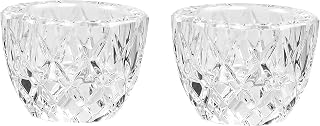 Crystal Tealight Candle Holder Pack of 2 Party Dinner Hand-Cut 2.4'' X 1.7'' Clear