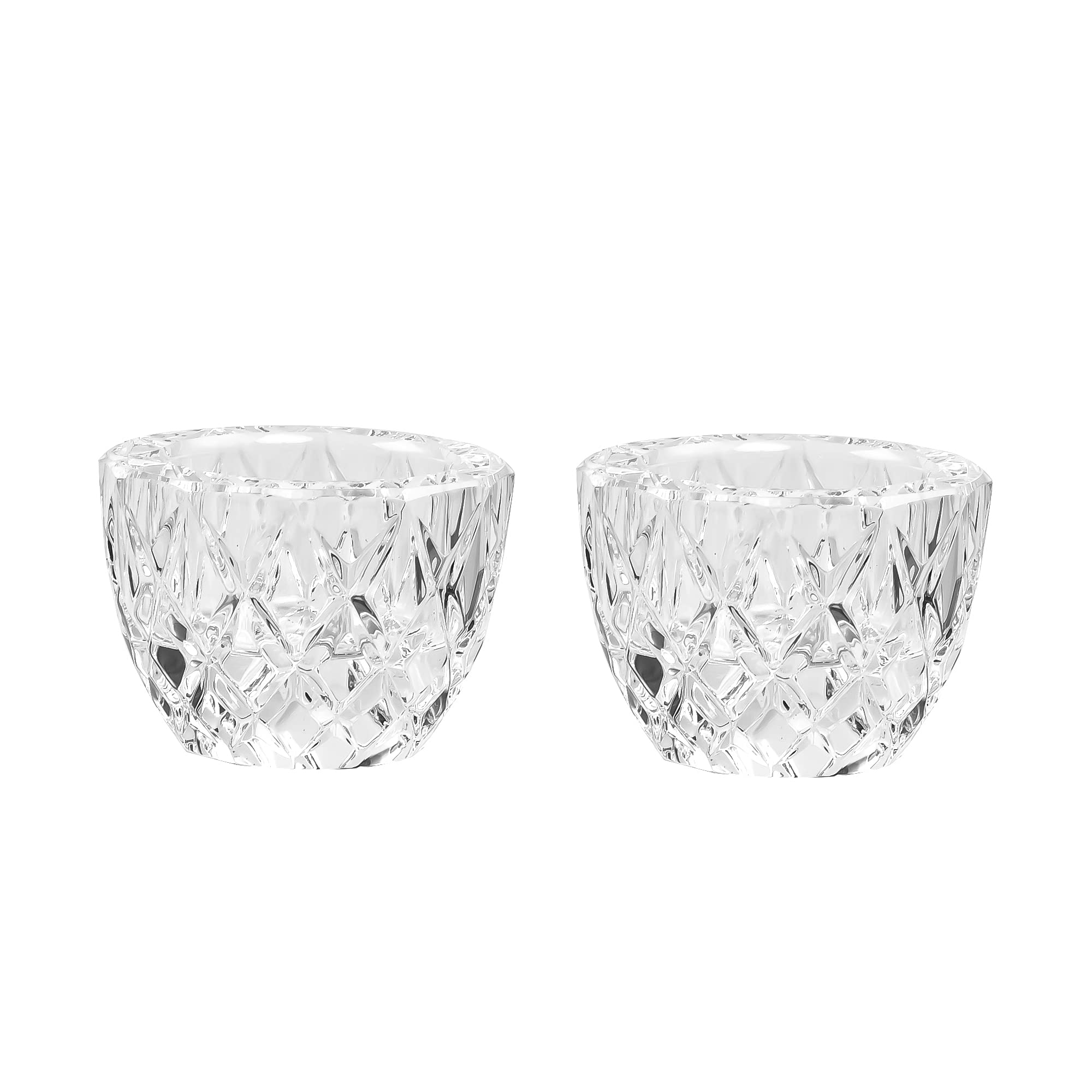 Crystal Tealight Candle Holder Pack of 2 Party Dinner Hand-Cut 2.4'' X 1.7'' Clear