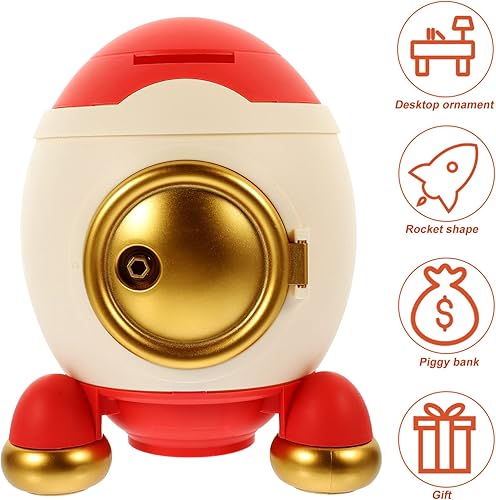 Miniatura 3 de Gadpiparty Cohete alcancía con forma de cohete, caja de dinero, cohete, cohete, cohete, monedero, soporte para ahorrar espacio, decoración temática
