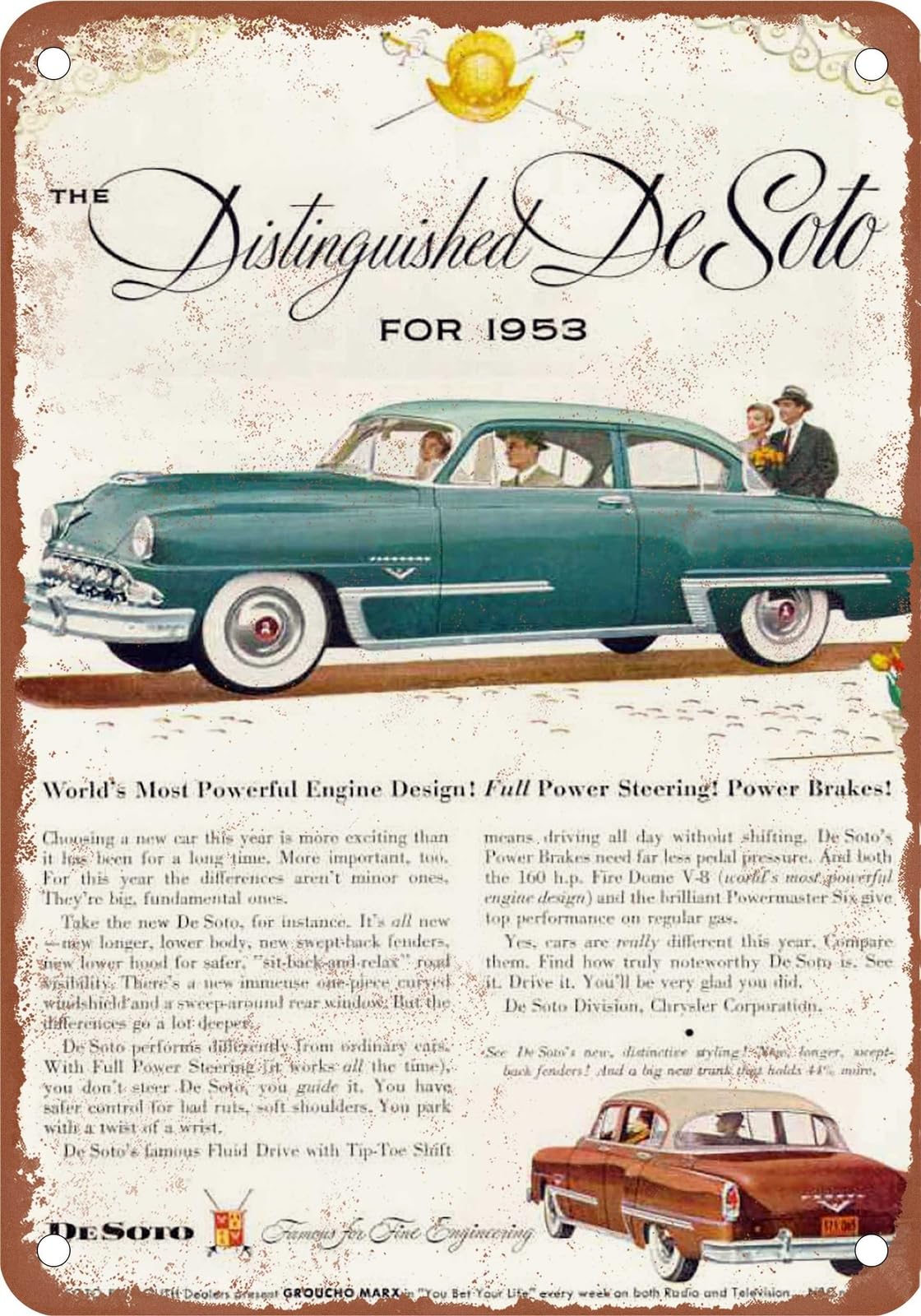 Miaomansenstore Metal Sign - 1953 Desoto Vintage Ad 07 - Old Retro Rusty Look Home Decor