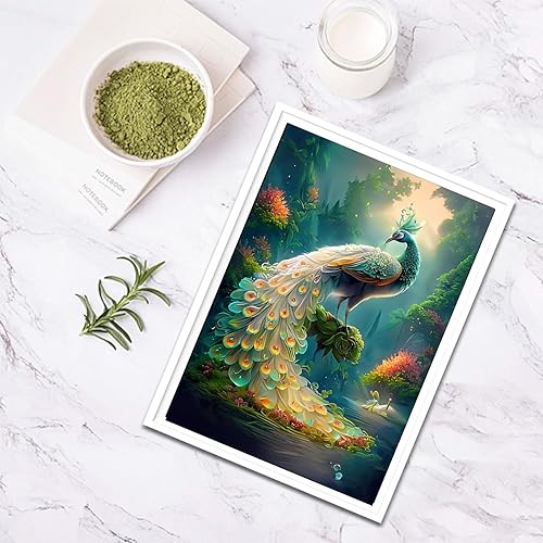 Miniatura 4 de SENQAO Kits de pintura de diamantes de pavo real para adultos, pintura de diamante 5D DIY 5D Diamond Painting Peacock in Forest Diamond Art Kits