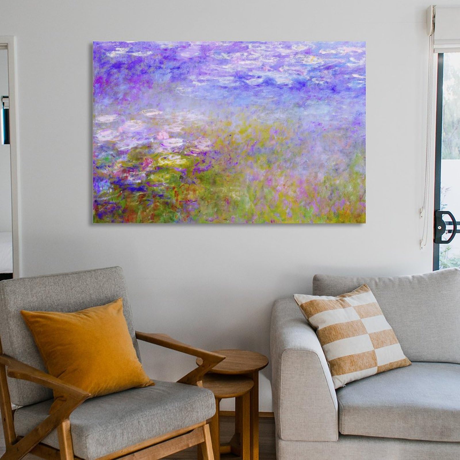 Amazon.co.jp: 壁にクロードモネの睡蓮の絵画アートキャンバス