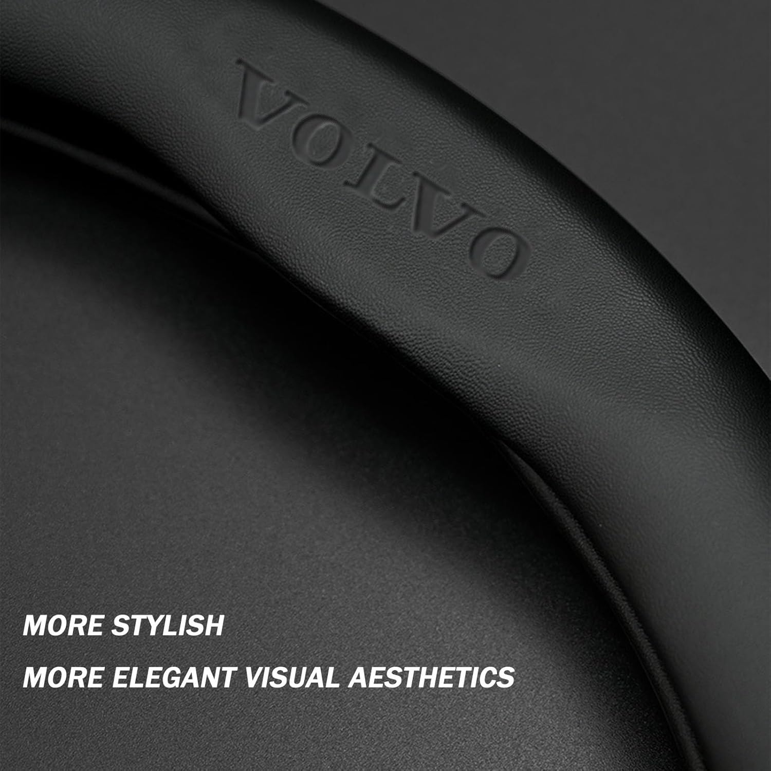 New Compitable with Fit Volvo Leather Steering Wheel Cover,Stylish Nappa Leather Carbon Fiber Texture Protector,Non-Slip,Universal 15inch Compatible with Fit Volvo Accessories (Old-vol)