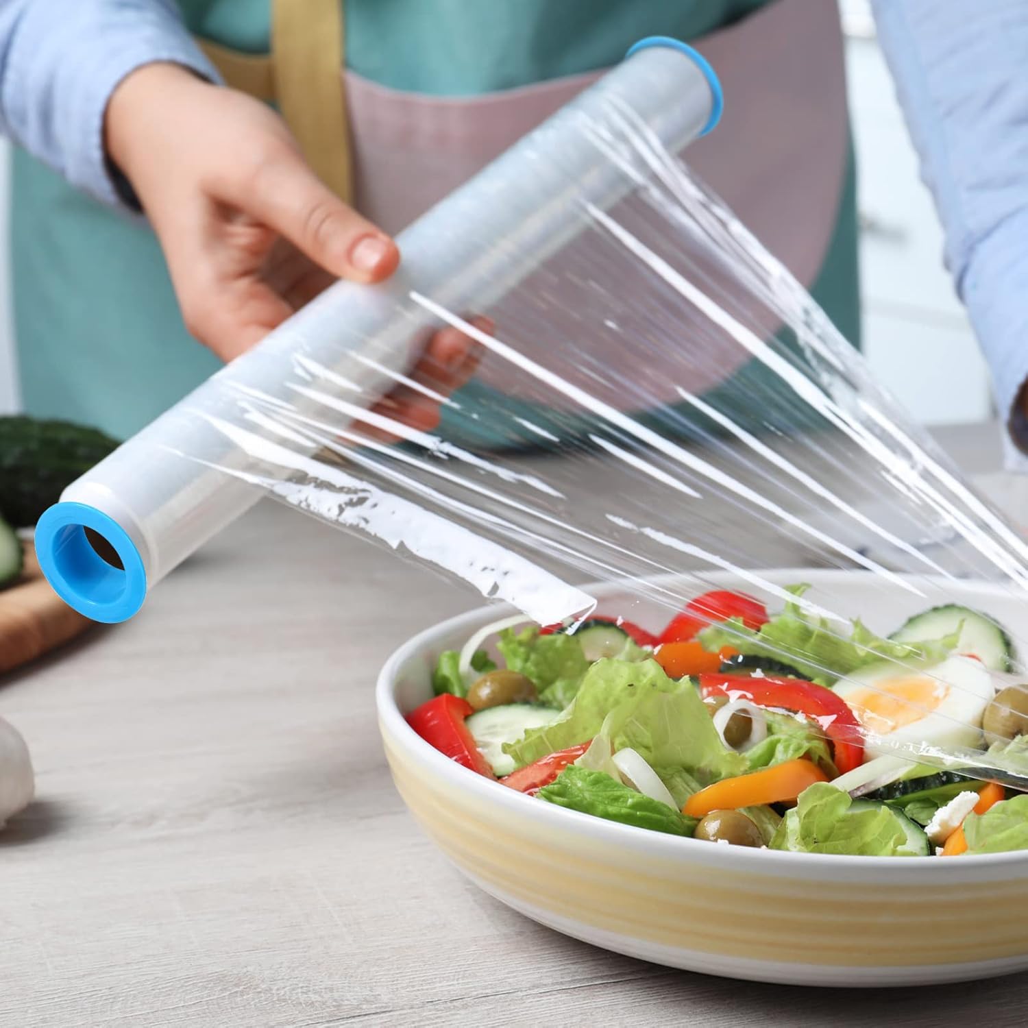 Marsui 12 Pairs Shrink Wrap Handle Fit 3 Inch Film Core, Plastic Pallet Handles Shrink Dispenser for Moving Stretch Wrap Roll Pallet Packing Shipping, Blue Green