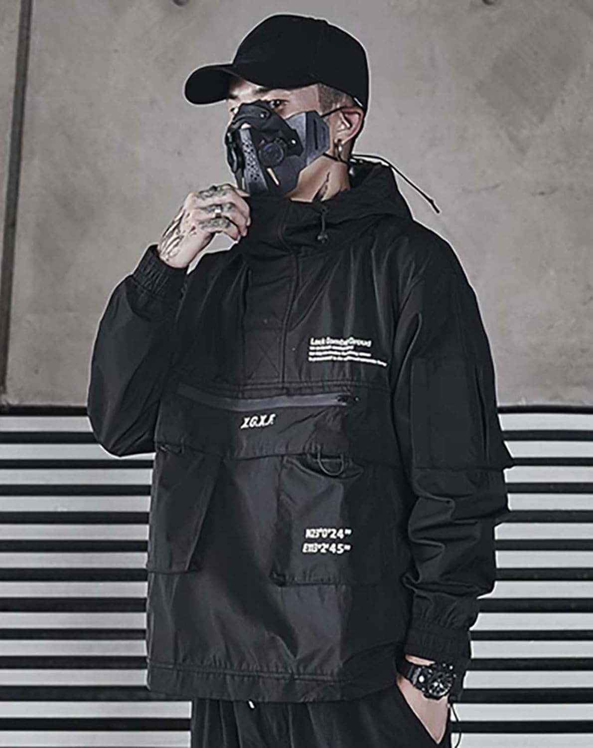 Niepce Inc Japanese Streetwear Zip Up Windbreaker Jackets for Men - Image 5