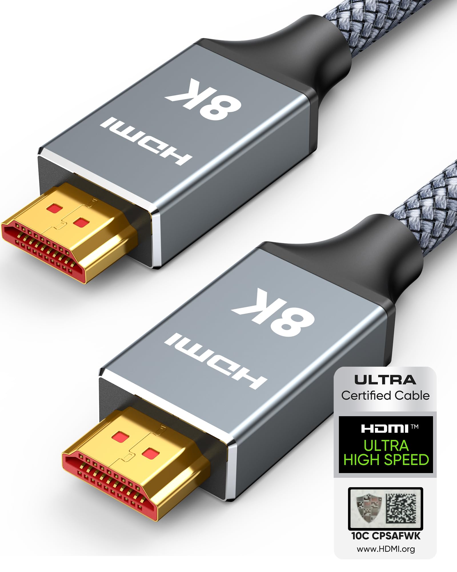 5ft 8K 4K@120Hz HDMI Cable 2.1, Certified 48Gbps High Speed Cord | for PS5/4, TV, Gaming Console, Monitor, 8K@60Hz, 2K@240Hz, 144Hz, Support HDR, eARC, DTS:X, HDCP 2.2 &amp; 2.3, Braided