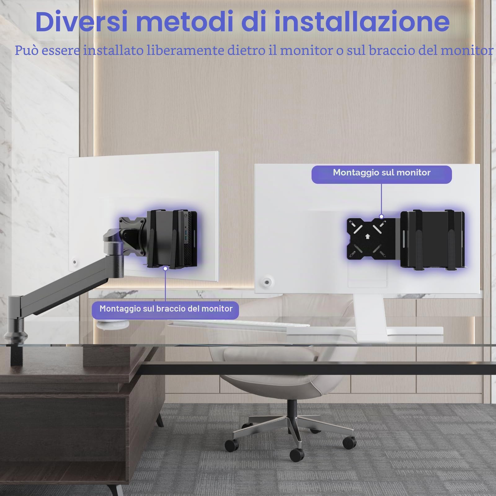 Aiweiwa Supporto universale per HP Dell Lenovo Mini PC Supporto a parete regolabile e VESA per Aiweiwa Supporto universale per HP Dell Lenovo Mini PC Supporto a parete regolabile e VESA per