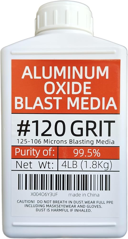 #120 Grit Aluminum Oxide Sandblasting Medium (4 Lbs/1.8 Kg) Fine Sandblasting Medium - Application: Used As Abrasive And Medium For Sandblasting Cabinets And Sandblasting Machines. (Purity 99.5%)