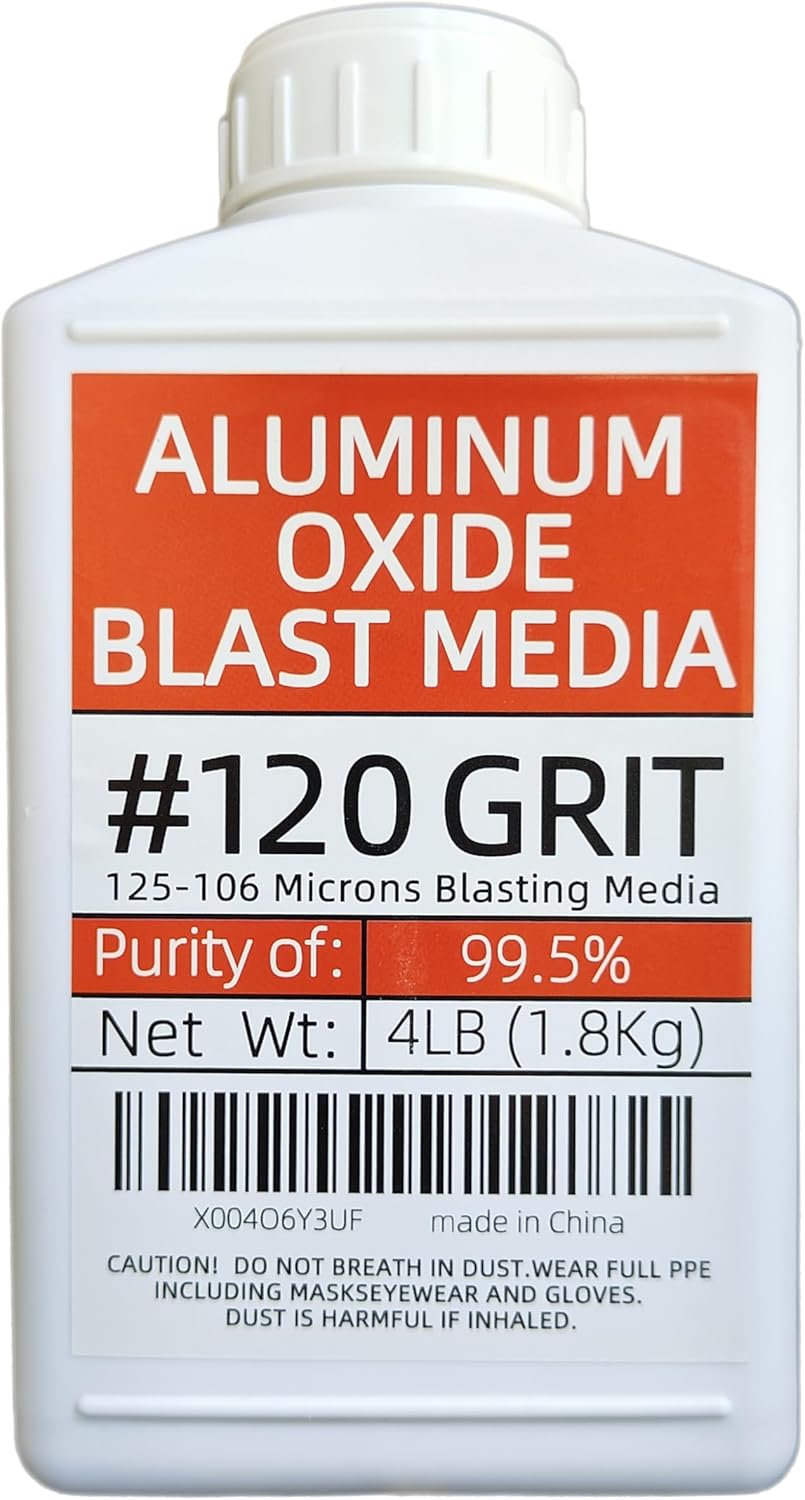 #120 Grit Aluminum Oxide Sandblasting Medium (4 Lbs/1.8 Kg) Fine Sandblasting Medium - Application: Used As Abrasive And Medium For Sandblasting Cabinets And Sandblasting Machines. (Purity 99.5%)