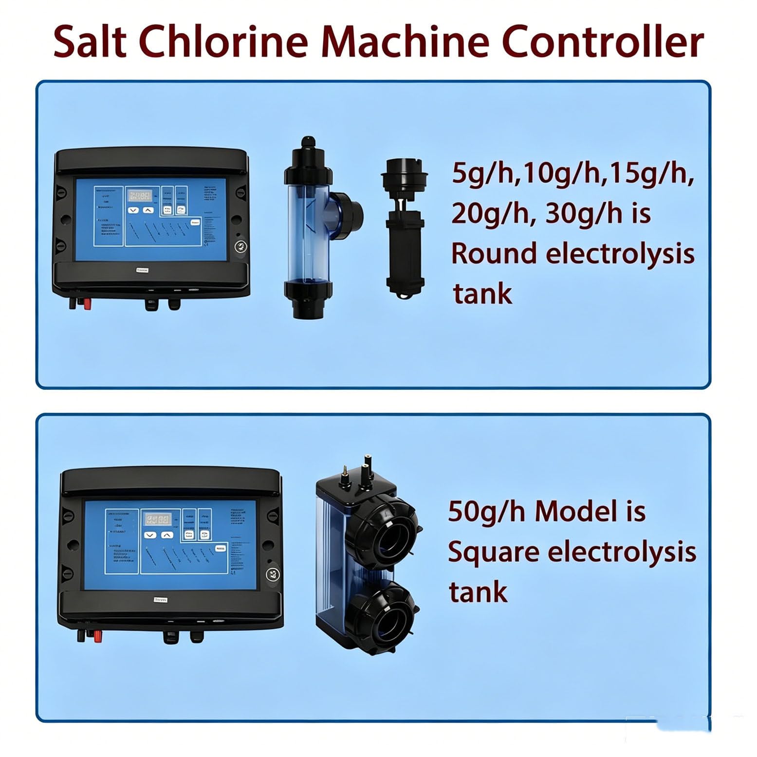 Generador automático de Cloro salino para Piscinas, clorador salino con protección de Temperatura del Agua (10-40 °C), 8 g/12 g/16 g/20 g para jacuzzis y spas. 10g15m³